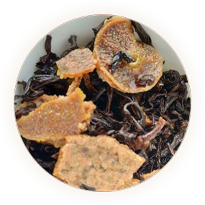 Inherited reference illustration for Da Hong Gan: Ripe-Citrus Pu-erh infused leaves