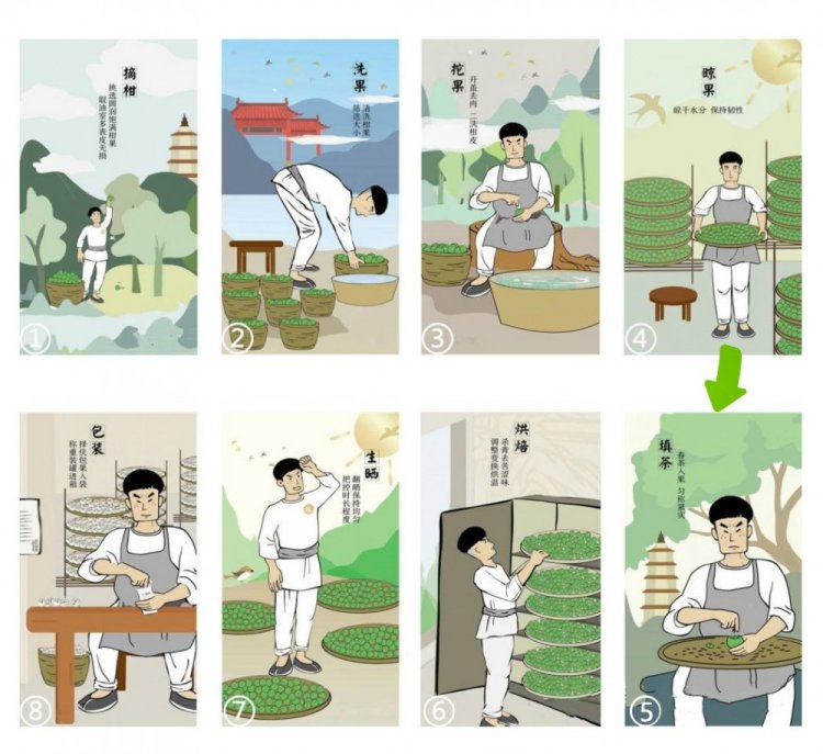 Original Chinese-labelled Da Hong Gan: Ripe-Citrus Pu-erh process illustration