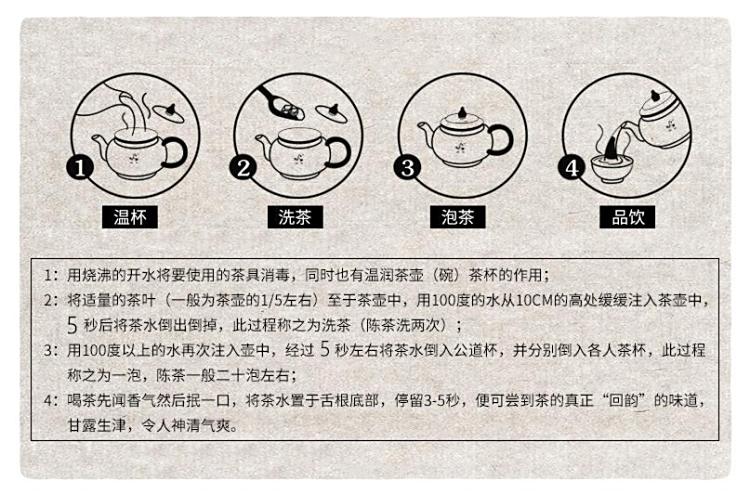 Original Chinese-labelled Jinjian Tea brewing illustration with English conditions
