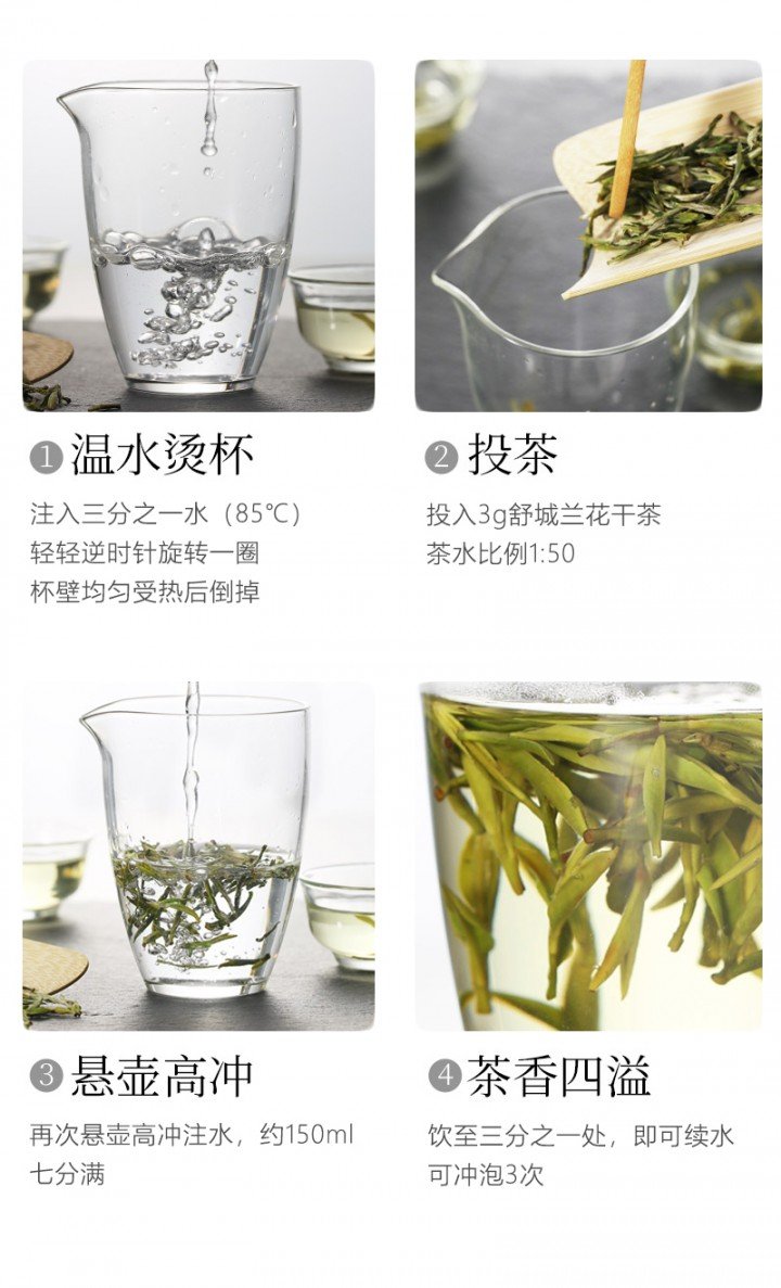 Original Chinese-labelled Shucheng Lanhua brewing illustration with English conditions